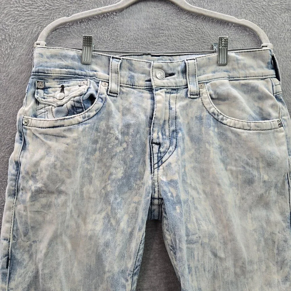 True Religion Men Jeans 32 Blue Acid‎ Wash Skinny Denim Mid Rise 33